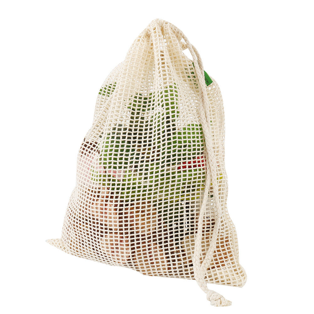 10PCS Reusable Natural Cotton Mesh Produce Bags Grocery Storage